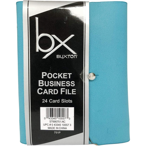 Buxton Pocket Business Card File - 24 Card Slots – Blue
