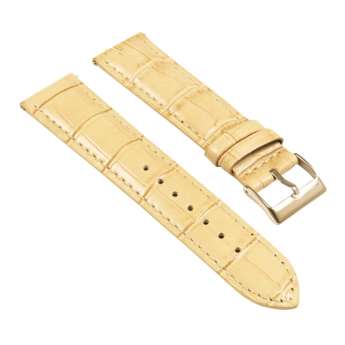 StrapsCo Crocodile Embossed Men's Croc Leather Watch Band - Quick Release Strap - 16mm Beige