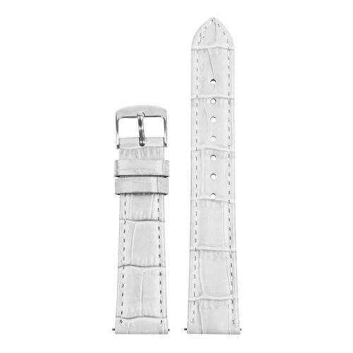 StrapsCo Crocodile Embossed Ladies Leather Watch Band - Quick Release Women's Strap - 18mm White