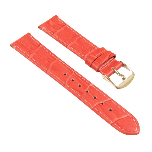 STRAPSCO  Crocodile Embossed Ladies Leather Watch Band - Quick Release Women's Strap - 20MM Dark In Pink