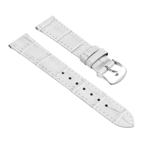 STRAPSCO  Crocodile Embossed Ladies Leather Watch Band - Quick Release Women's Strap - 22MM In White