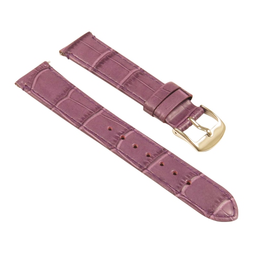 STRAPSCO  Crocodile Embossed Ladies Leather Watch Band - Quick Release Women's Strap - 12MM In Purple