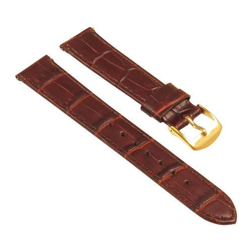 StrapsCo Crocodile Embossed Ladies Leather Watch Band - Quick Release Women's Strap - 22mm Brown