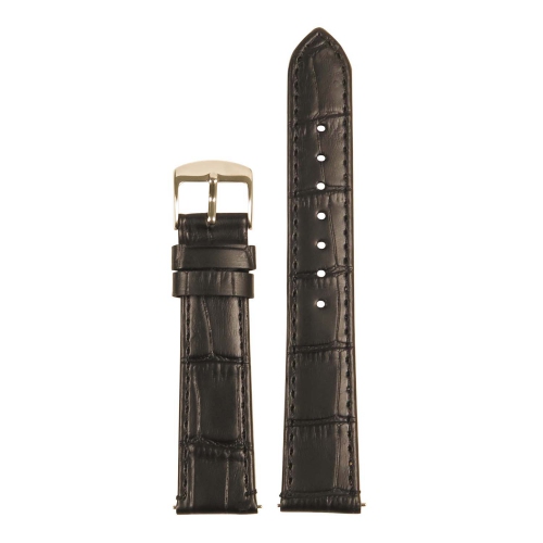 StrapsCo Crocodile Embossed Ladies Leather Watch Band - Quick Release Women's Strap - 16mm Black