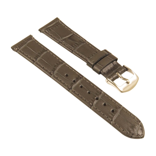 STRAPSCO  Crocodile Embossed Ladies Leather Watch Band - Quick Release Women's Strap - 18MM In Grey
