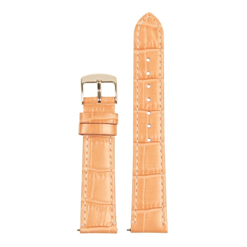StrapsCo Crocodile Embossed Ladies Leather Watch Band - Quick Release Women's Strap - 12mm Light Pink