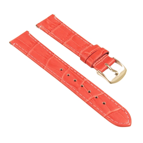 StrapsCo Crocodile Embossed Ladies Leather Watch Band - Quick Release Women's Strap - 14mm Dark Pink