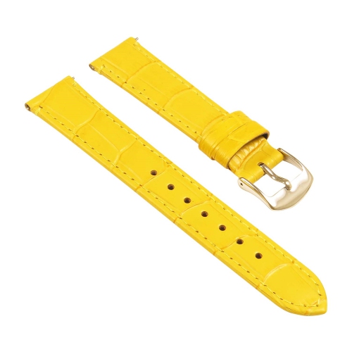 StrapsCo Crocodile Embossed Ladies Leather Watch Band - Quick Release Women's Strap - 18mm Yellow