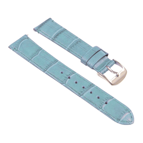 StrapsCo Crocodile Embossed Ladies Leather Watch Band - Quick Release Women's Strap - 24mm Light Blue