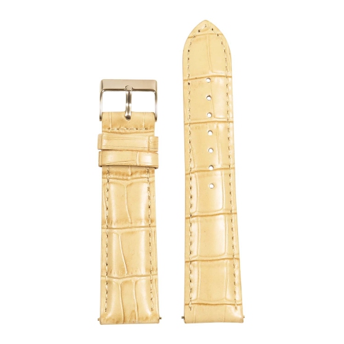 StrapsCo Crocodile Embossed Men's Croc Leather Watch Band - Quick Release Strap - 24mm Beige