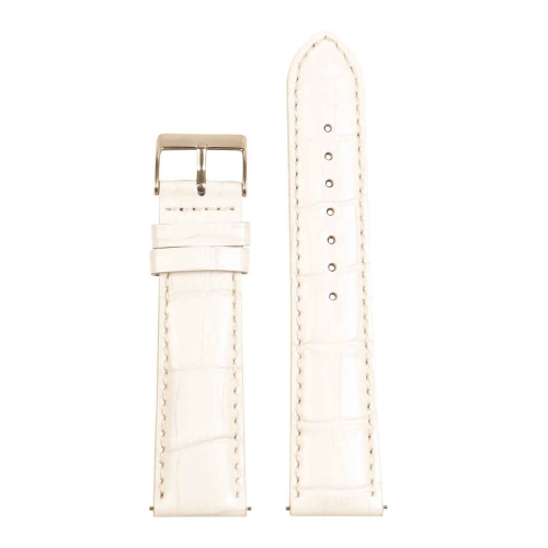 StrapsCo Crocodile Embossed Men's Croc Leather Watch Band - Quick Release Strap - 20mm White