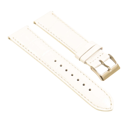 StrapsCo Crocodile Embossed Men's Croc Leather Watch Band - Quick Release Strap - 24mm White