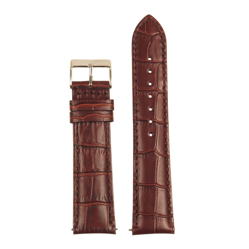 StrapsCo Crocodile Embossed Men's Croc Leather Watch Band - Quick Release Strap - 20mm Brown