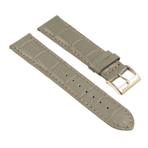 StrapsCo Crocodile Embossed Men's Croc Leather Watch Band - Quick Release Strap - 24mm Grey