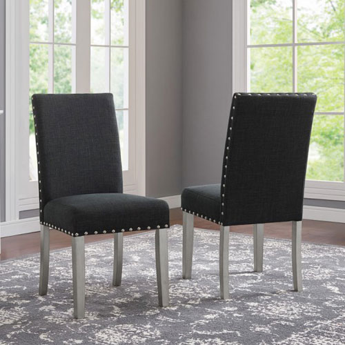 Bella Contemporary Fabric Parsons Chair - Set of 2 - Dark Grey