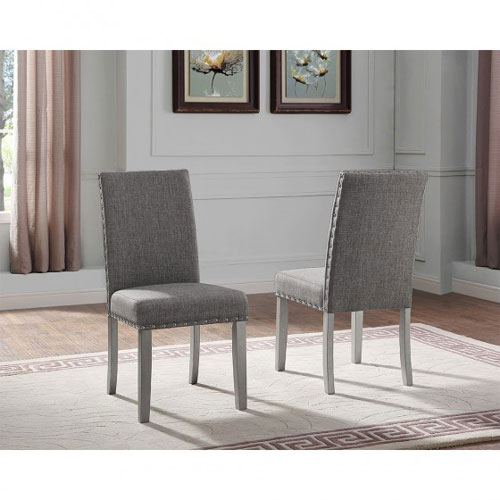 Bella Contemporary Fabric Parsons Chair - Set of 2 - Light Grey