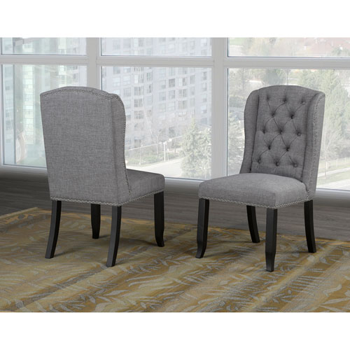 Memphis Traditional Fabric Parsons Chair - Set of 2 - Grey