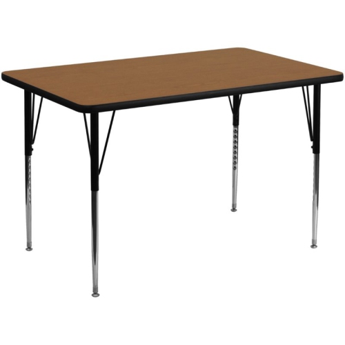 Flash Furniture 30"W X48"L Rectangular Activity Table with Oak Thermal Fused Laminate Top and Sta