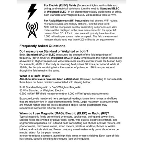 TriField – EMF Meter modèle TF2 avec étui de transport en CAV/E