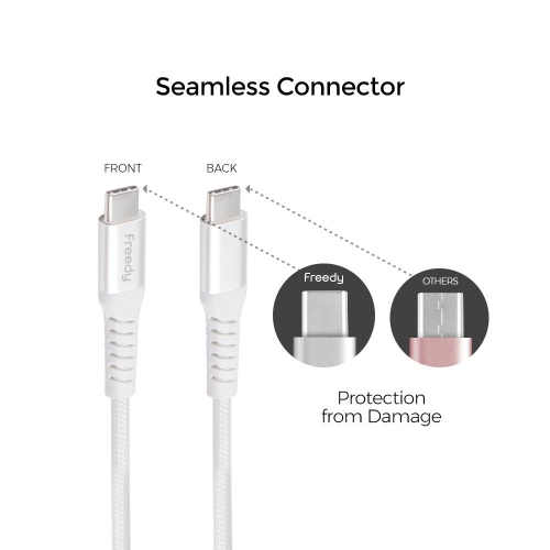 Freedy USB-C to USB-C Braided Charging Cable, White