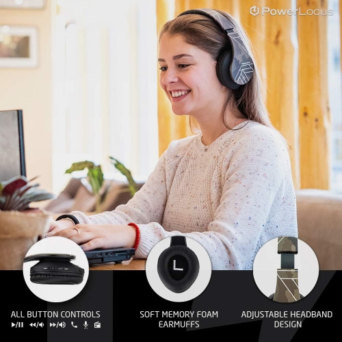 Bluetooth Over-Ear Headphones, Wireless Stereo Foldable Headphones Wireless and Wired Headsets with Built-in Mic, Micro SD/TF, FM for