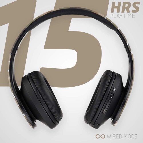 Bluetooth Over-Ear Headphones, Wireless Stereo Foldable Headphones Wireless and Wired Headsets with Built-in Mic, Micro SD/TF, FM for