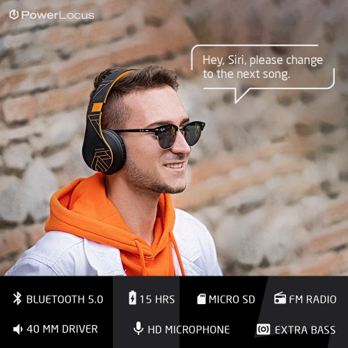 Bluetooth Over-Ear Headphones, Wireless Stereo Foldable Headphones Wireless and Wired Headsets with Built-in Mic, Micro SD/TF, FM for