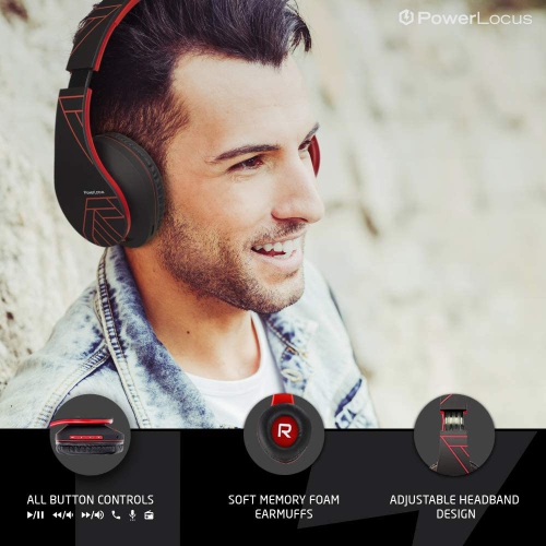 Casque d'écoute Bluetooth PowerLocus, casque d'écoute stéréo sans fil pliable et casque d'écoute avec fil avec micro intégré, micro SD/TF, FM pour