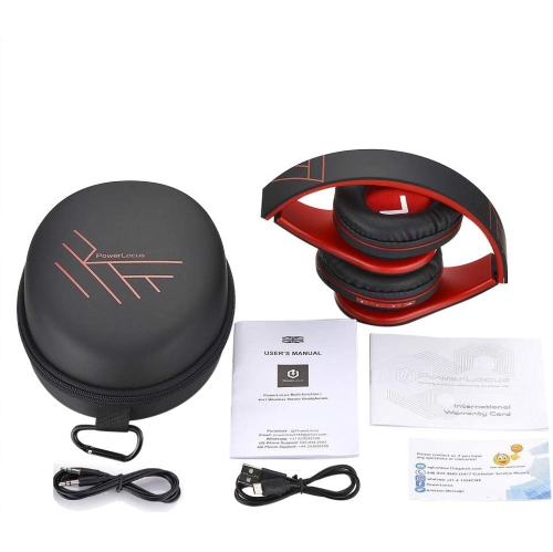 Casque d'écoute Bluetooth PowerLocus, casque d'écoute stéréo sans fil pliable et casque d'écoute avec fil avec micro intégré, micro SD/TF, FM pour