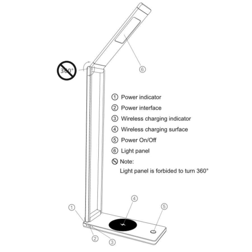GlobalTone Table Desk LED Lamp With Wireless Charger
