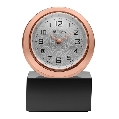 Bulova Sphere Analog Quartz Rose Gold Tone Tabletop Clock B5015