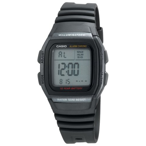 CASIO DIGITAL WATCH DUAL TIME ALARM 50M W96H-1BV