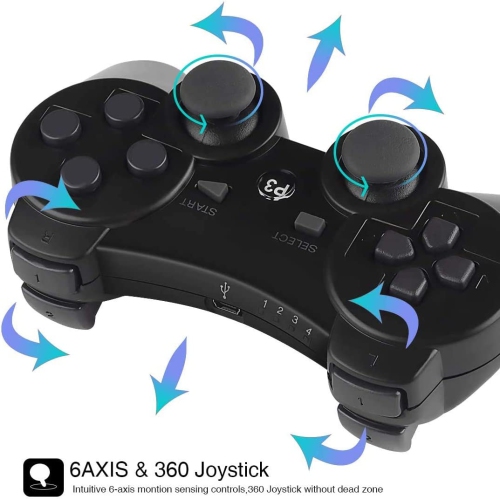 Navor 2 Pack manettes génériques à 6 axes compatibles avec PlayStation 3 - avec 2 câbles de chargement