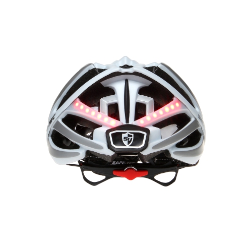 RBSM SPORTS Safe-tec Smart Helmet - Sensor Controlled Brake Light Function, Head Lights, Turn Signals - White/silver Medium