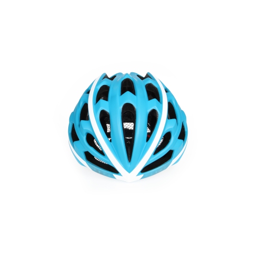 Blue and White Medium Safe-tec Smart Helmet - Sensor Controlled Brake Light Function, Head Lights, Turn Signals