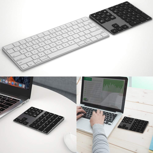 Rechargeable Bluetooth Numeric Keypad – Portable Slim 34-Key Wireless Pad Compatible with PC Android iOS Tablets MacBook
