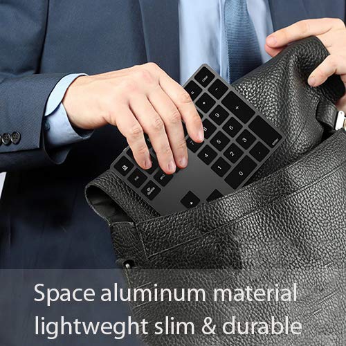 Rechargeable Bluetooth Numeric Keypad – Portable Slim 34-Key Wireless Pad Compatible with PC Android iOS Tablets MacBook