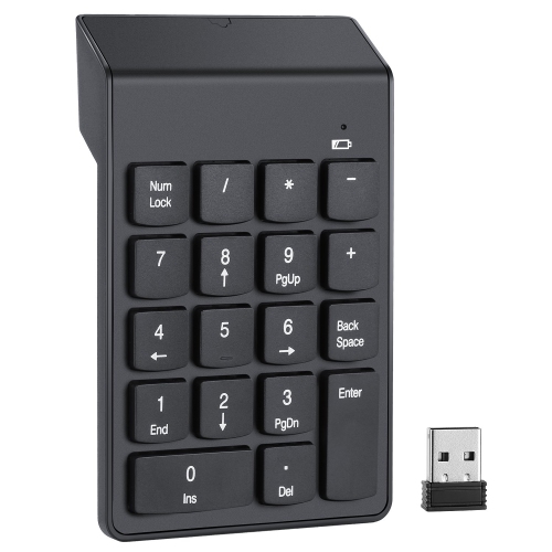 Wireless Numeric Keypad USB Mini Keyboard 2.4G USB Number Pad Receiver 18 Keys for Laptop Desktop PC Notebook Black