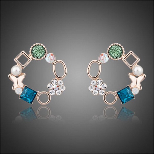 CRYSTALLINE JEWEL  18K Plated Multi Stud Earrings In Gold