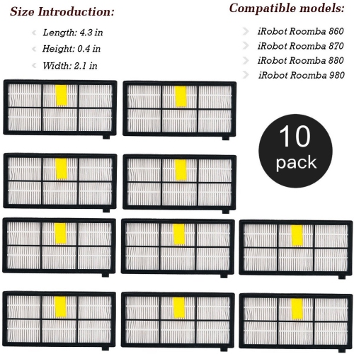 Health (TM) 10 Replacement Filter for iRobot Roomba 980 880 870 800 HEPA Filters 10PCS, 10 PACKS : Vacuum Cleaner Parts... 