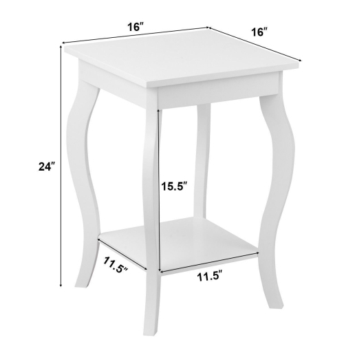 Gymax Set of 2 Accent Side Table Sofa End Table Nigh stand Coffee Table w/ Shelf White