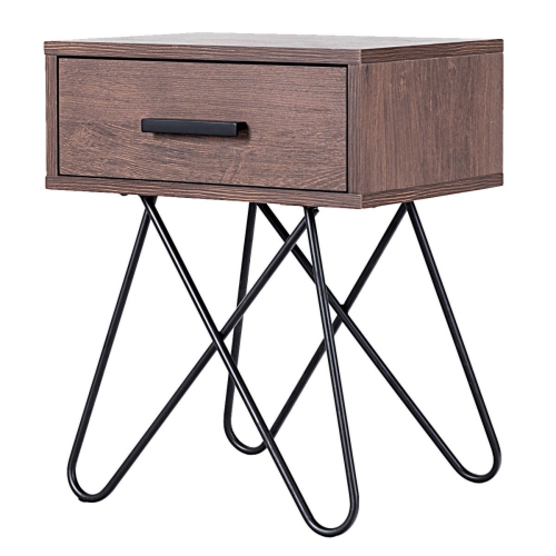 Gymax Nightstand Side End Coffee Table Storage Display Steel Hairpin Legs With Drawer