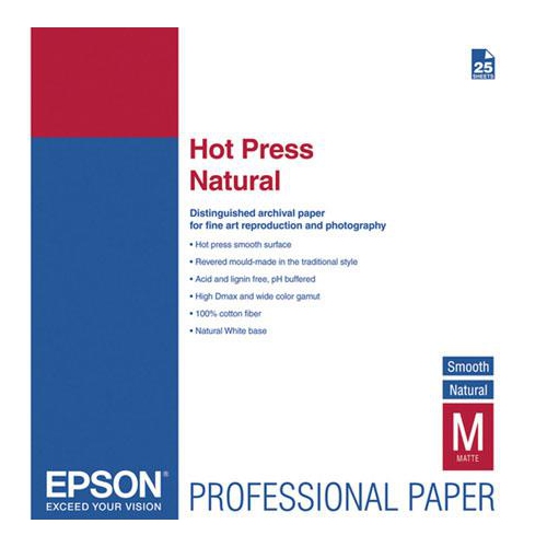 EPSON  " 17""x22"" Hot Press Natural Paper, 25 Sheets - (S042321)"