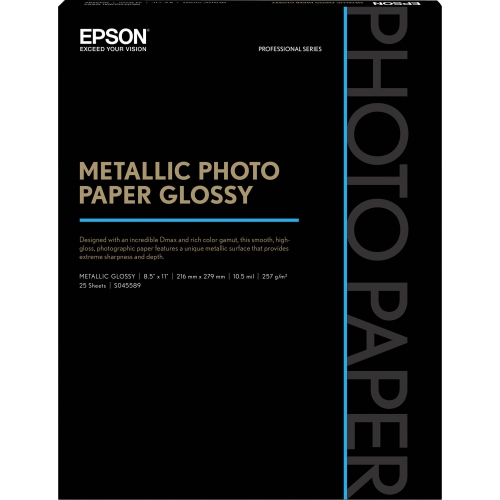 Epson 8.5"x11 Metallic Glossy Photo Paper, 25 Sheets -