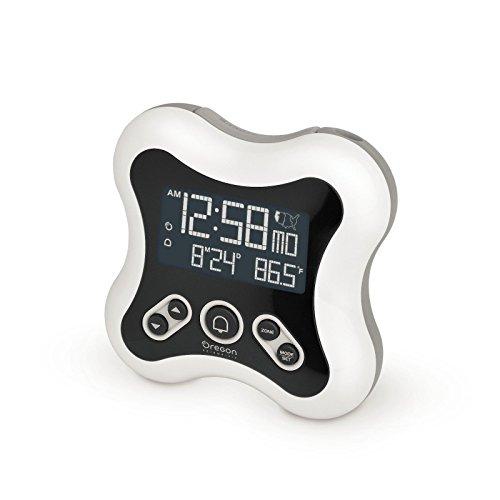 Oregon Scientific RM331P White Projection Atomic Time Alarm Clock with Temperature Calendar for Home Office Bedroom