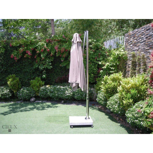 Cieux Marseille Sunbrella Spectrum Mushroom Outdoor Patio Cantilever Umbrella with Marble Base on Castors