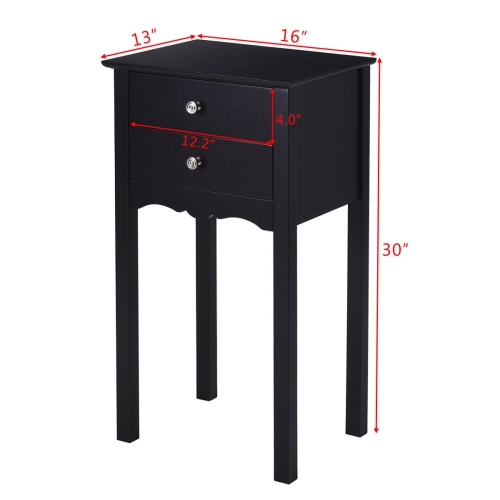Gymax 2 PCS Side Table End Accent Table Night Stand W/ 2 Drawers Black