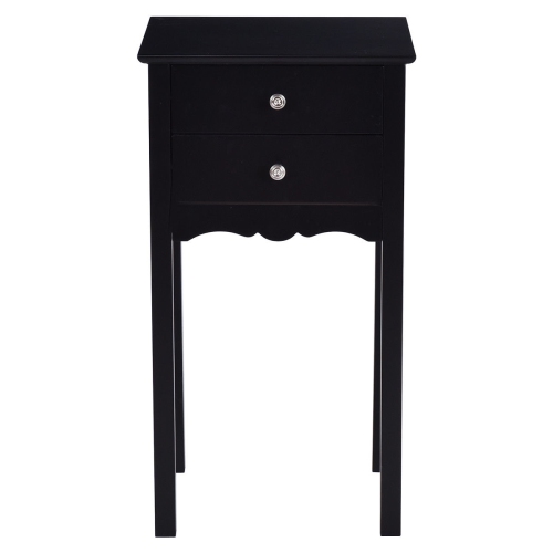 Gymax 2 PCS Side Table End Accent Table Night Stand W/ 2 Drawers Black