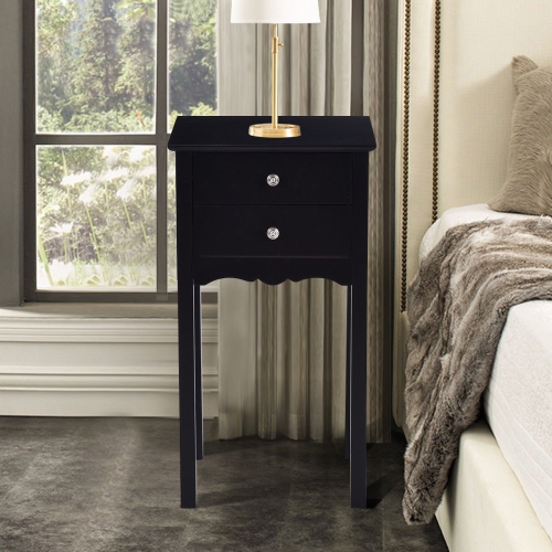 Gymax Side Table End Accent Table Night Stand W/ 2 Drawers Furniture Black