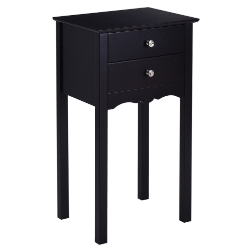Gymax Side Table End Accent Table Night Stand W/ 2 Drawers Furniture Black